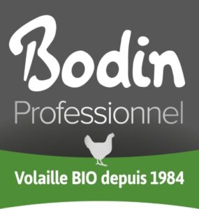 Logo "Bodin Professionnel", et slogan "Volaille BIO depuis 1984"
